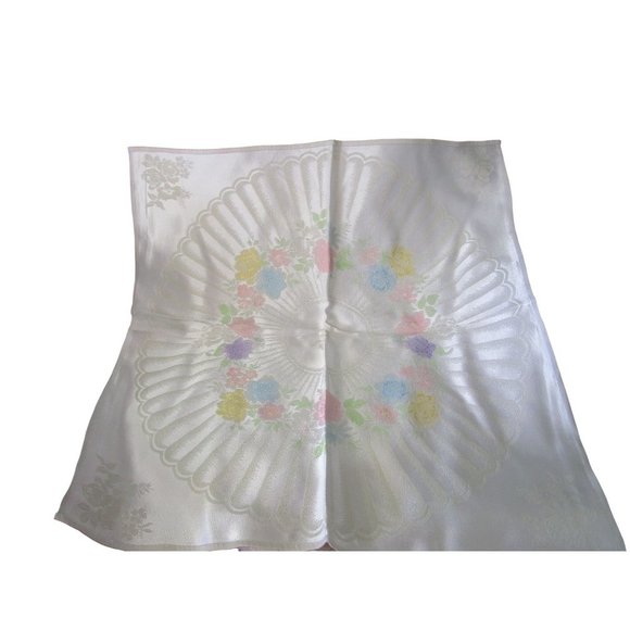 Dove Gray Cotton Rayon Blend Hand Colored Damask Floral Dinner Napkins Five - Picture 13 of 16